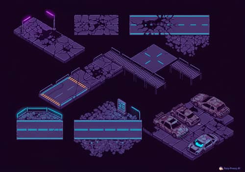 Futuristic Pixel Art Tileset for Isometric Games