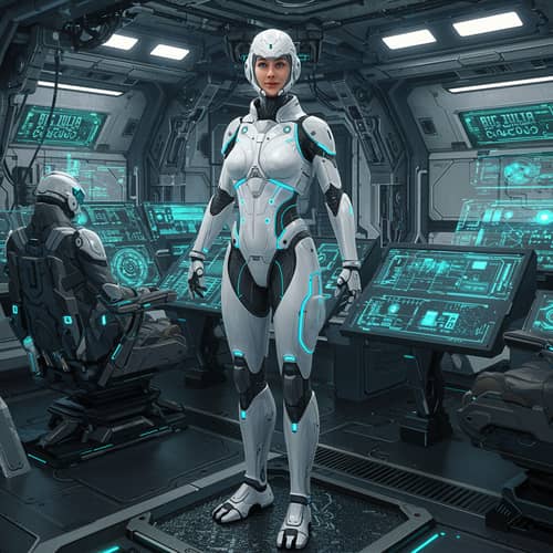 Futuristic Commander on Big Julia Flagship