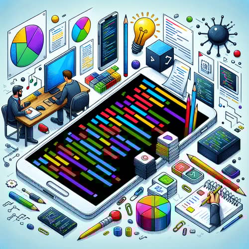 Mobile Application Development in Colorful Vector Art
