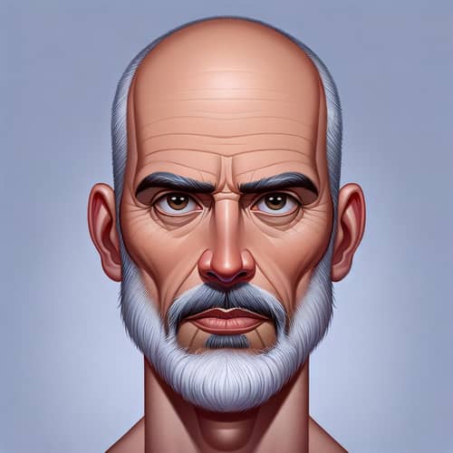 Cartoon Portrait of Eric - Bald 55-Year-Old Man with Grey Hair