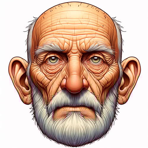 Animated Bald Man with Exaggerated Features | Children's Drawing Style