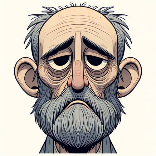 Classic Fairy Tale-Style Portrait of Tired 55-Year-Old Man
