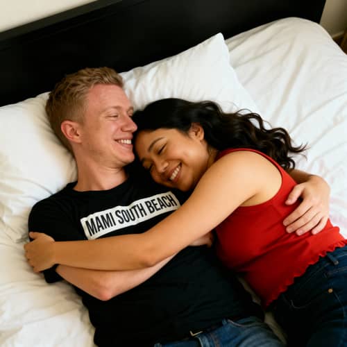 Cuddling Together in Bed - Romantic Moments Cuddling Together in Bed - Romantic Moments