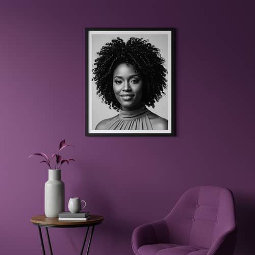 Stunning Portrait of African American Woman on Purple Wall
