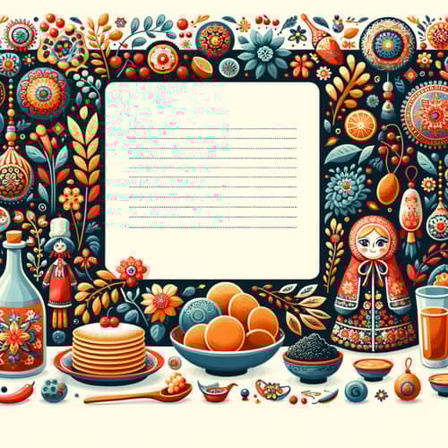 Maslenitsa Festival Illustration with Khokhloma and Traditional Food