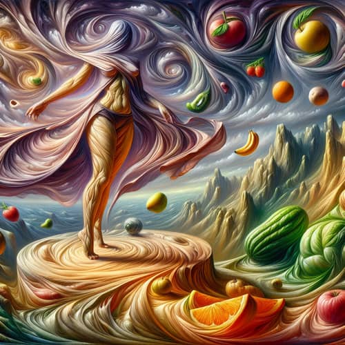 Surreal Oil Painting of Weight Loss Journey