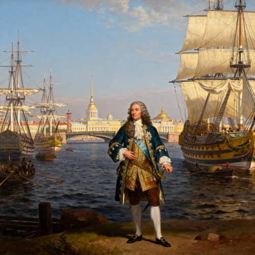 Peter I with St. Petersburg and a Massive Fleet