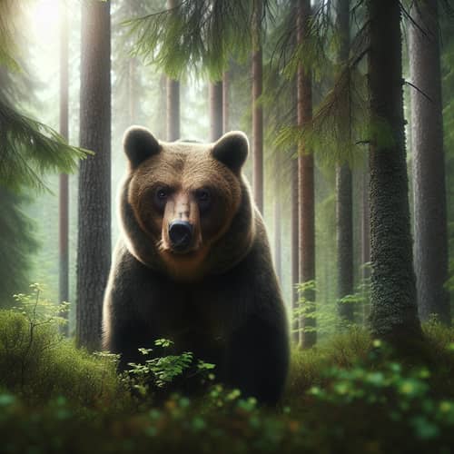 Powerful Brown Bear in Lush Forest | Wildlife Photography
