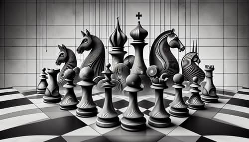 Abstract Chess Pieces: A Visual Harmony