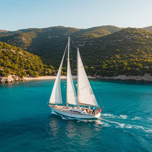 Sailing Boat Navigating Hooumi Bay