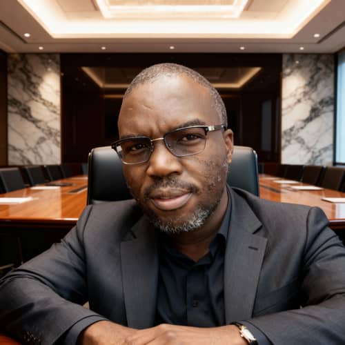 Executive Headshot of Chief Officer in Charcoal Suit