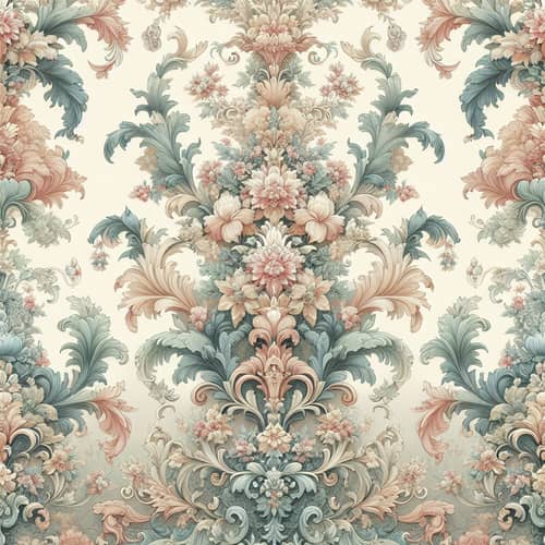 Elegant Floral Wallpaper Design in Pastel Colors | Baroque Style