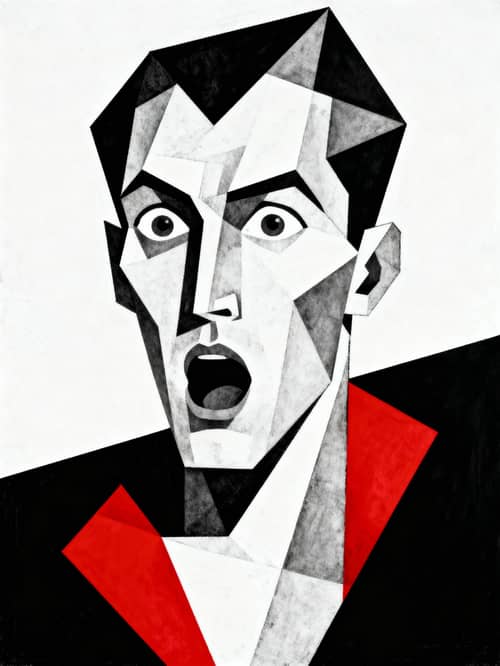 Surprised Man in Constructivism Art Style Surprised Man in Constructivism Art Style