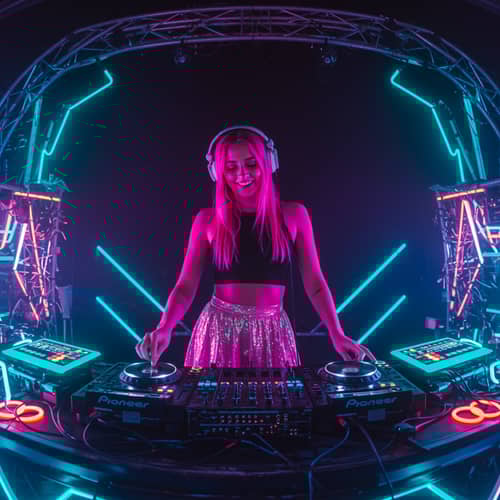 Vibrant Neon DJ: Electro Beats & Visuals