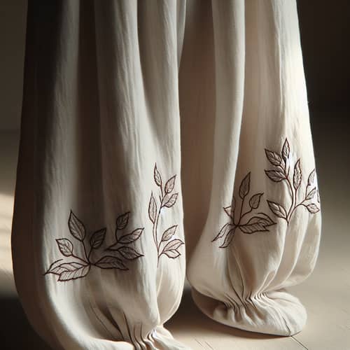 Traditional Russian Sharovary: White Linen Wide-Leg Trousers