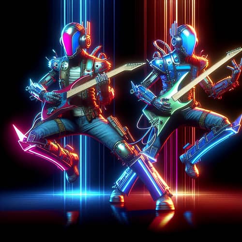 Daft Punk Sekiro Cosplay: Vibrant Neon Cyberpunk Duo