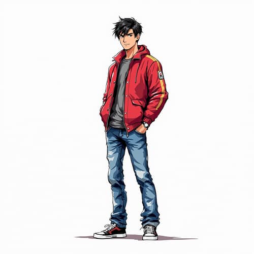 Pixel Art of a Young Man in Red Jacket