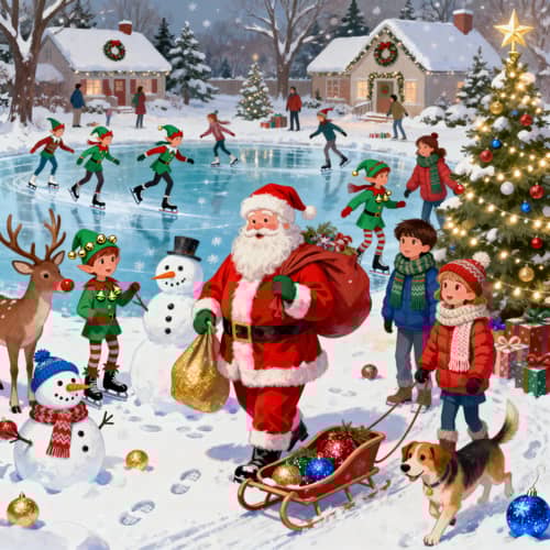 Colorful Christmas Crowd Scene for Kids Colorful Christmas Crowd Scene for Kids