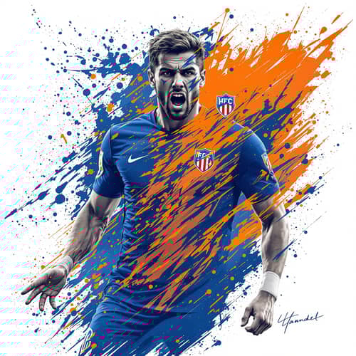 Dynamic Blue and Orange Football Jersey Design