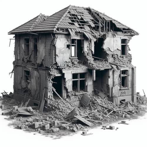 Run-Down Two-Story Single-Family Dwelling Image