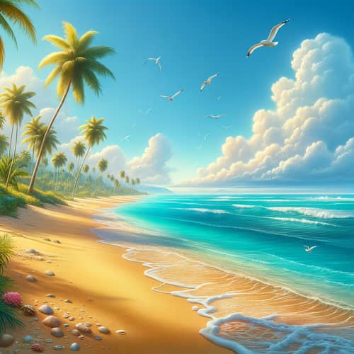 Pristine Paradise Beach Landscape - Azure Water, Golden Sand