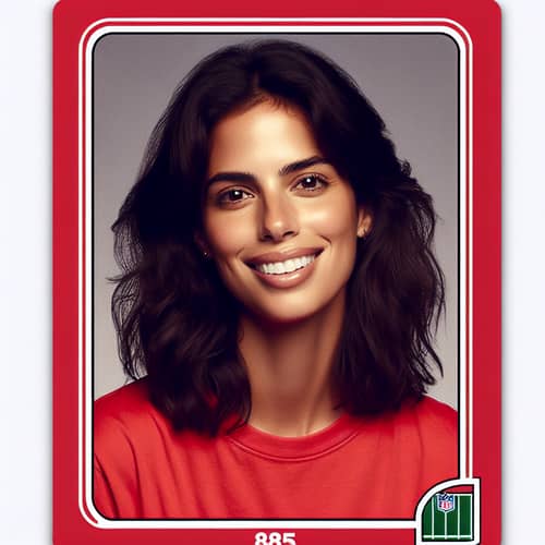 35-Year-Old Hispanic Woman Football Trading Card Portrait