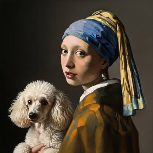 Girl with Pearl Earring and Poodle Art