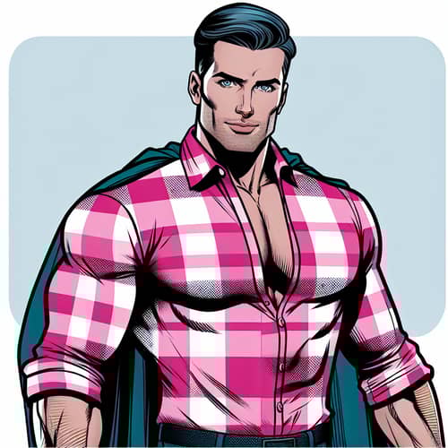 Stylish Lumberjack Superhero | Pink Checkered Flannel Shirt