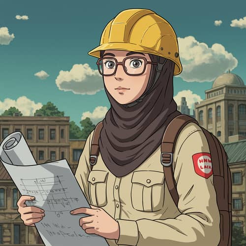 Muslim Female Engineering Student Illustration