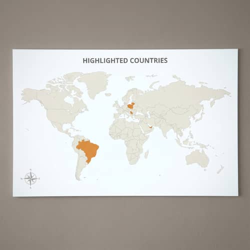 Highlighted World Map Featuring 6 Countries Highlighted World Map Featuring 6 Countries
