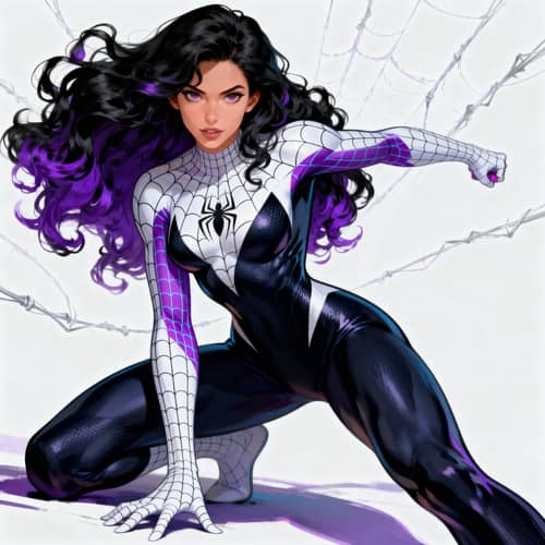 Stunning Spider Woman with Curly Hair Stunning Spider Woman with Curly Hair