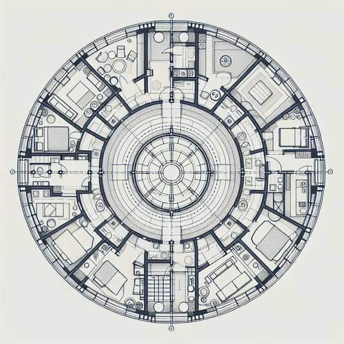 Circular Floor Plan: Symmetrical Layout Design