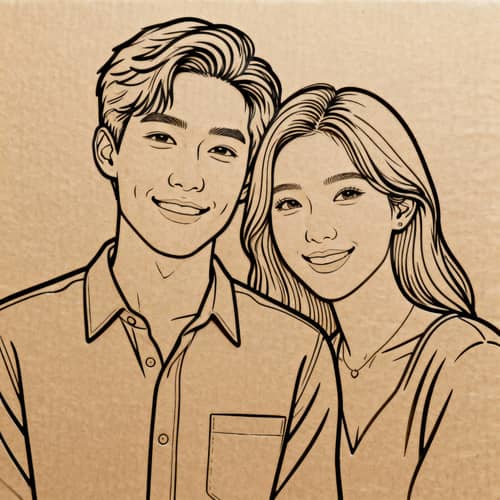 Custom Anniversary Line Sketch Art