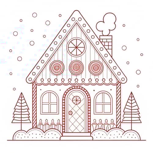 Gingerbread House Coloring Page for Kids