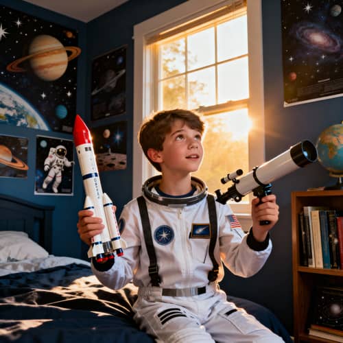 Preteen Boy's Fascination with Space