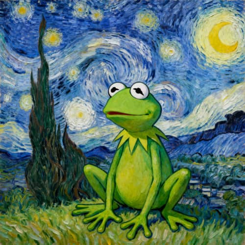 Pepe the Frog Reimagined in Van Gogh Style Pepe the Frog Reimagined in Van Gogh Style