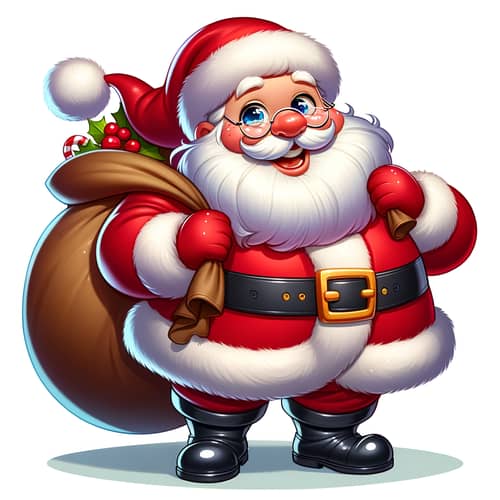 Cheerful Santa Claus in Red Suit | Cartoon Style Image