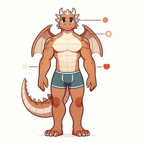 Male Dragon Demi-Human in Fitted Boxers | Cartoon Character