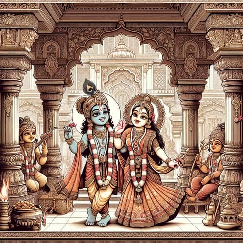 Krishna and Mother Yashoda in an Indian Temple