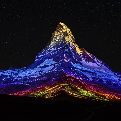 Colorful Neon Mountain Art