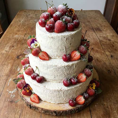 3D Cake with White Mashua and Red Fruits