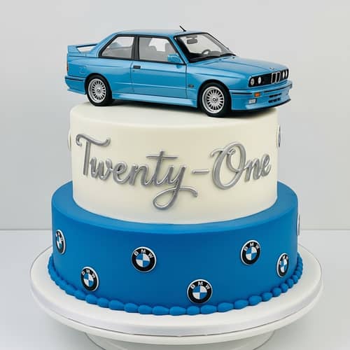 Elegant 21st Birthday BMW Cake Design