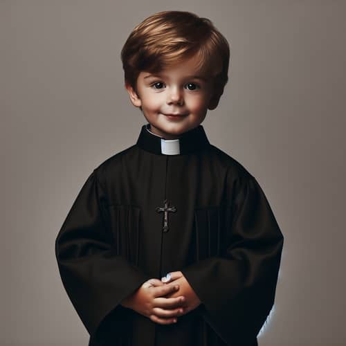 Traditional Catholic Priest Robes on Charming Little Boy