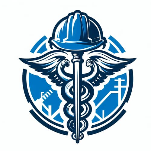 Healthcare Construction Logo Design | Blue Stethoscope & Asclepius Symbol