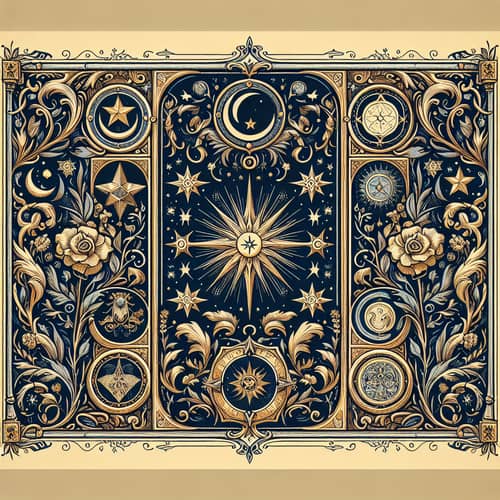 Ornate Tarot Card Frame Design with Celestial Motifs