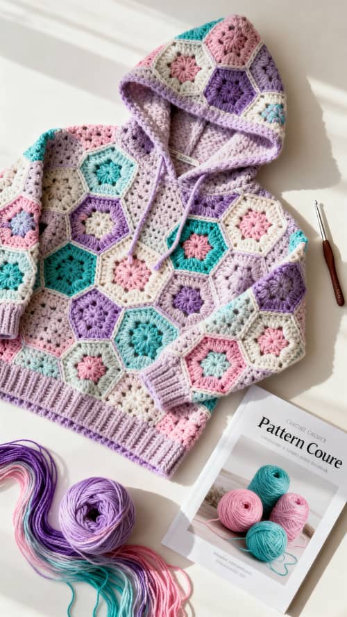 Cozy Crochet Hoodie Pattern Cover Design