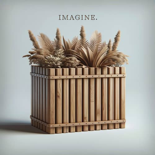 Handcrafted Medium Wood Slatted Planter for Gardening & Decor