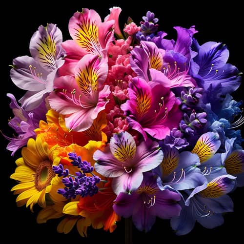 Vivid Chimera Flower - Cherry Blossom, Lavender, Sunflower & Azalea Mix