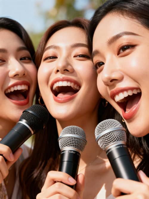 Close-Up of Women with Microphones Close-Up of Women with Microphones