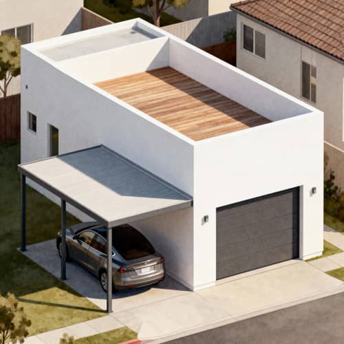 Modern Garage with Carport and Terrace